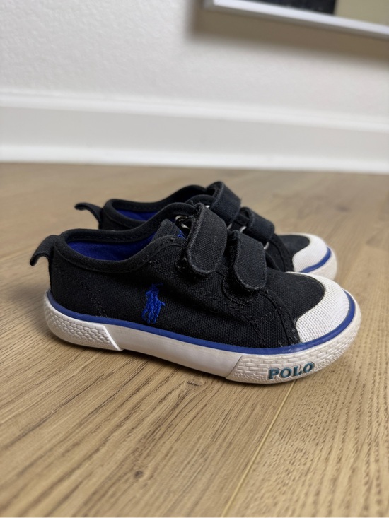 Polo Ralph Lauren Other - Polo by Ralph Lauren Black Canvas Kids Sneakers with Blue Logo